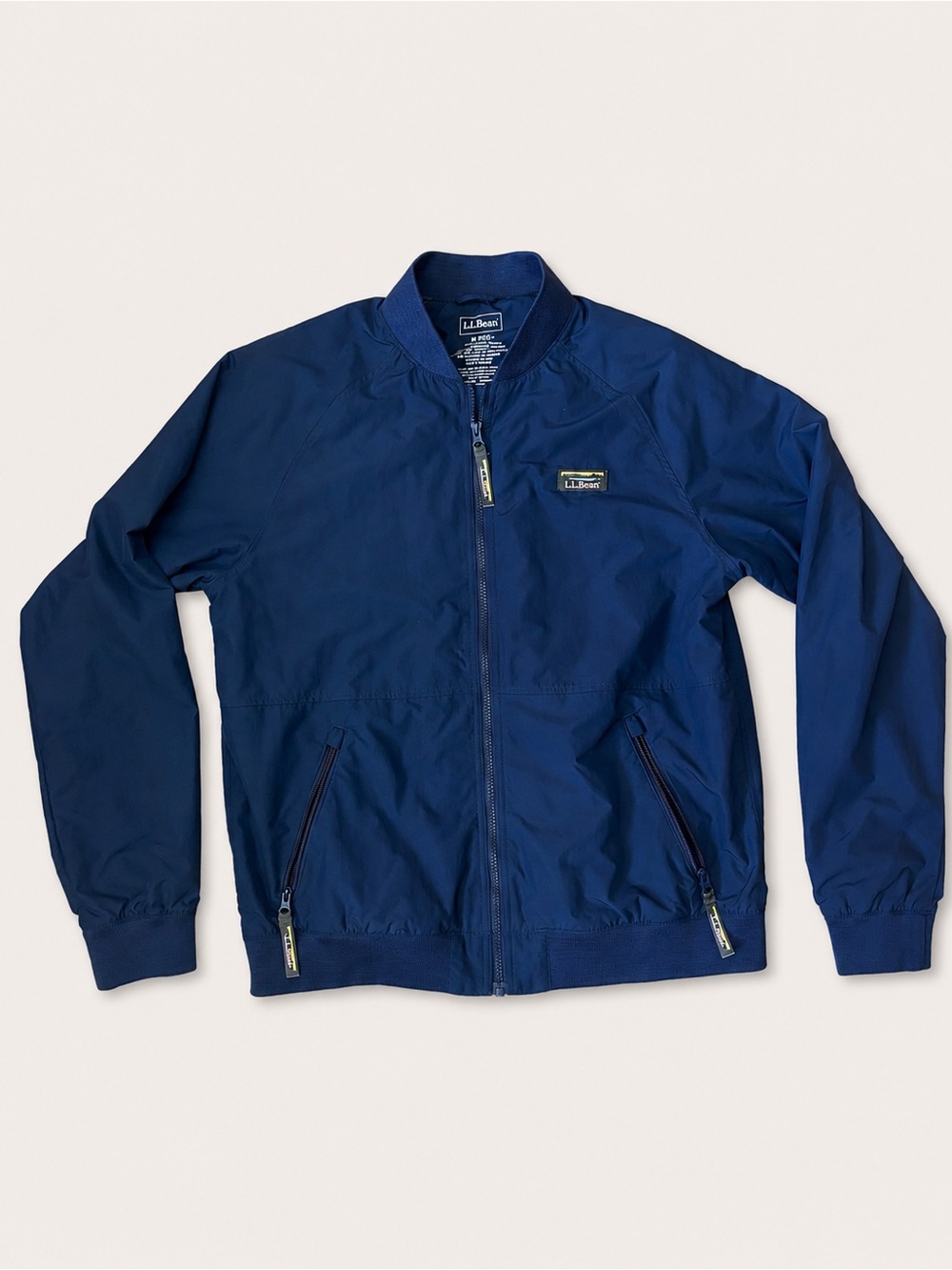 LL Bean 3 Season Jacket Mens Medium Navy Nylon Bomber Full Zip Lined